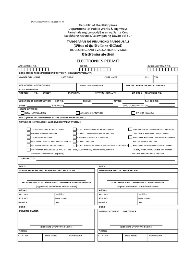 Electronics Permit Application Form | PDF | Telecommunications ...