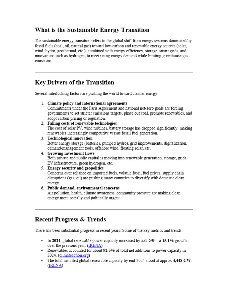 Sustainable Energy Transition Overview | PDF | Renewable Energy ...