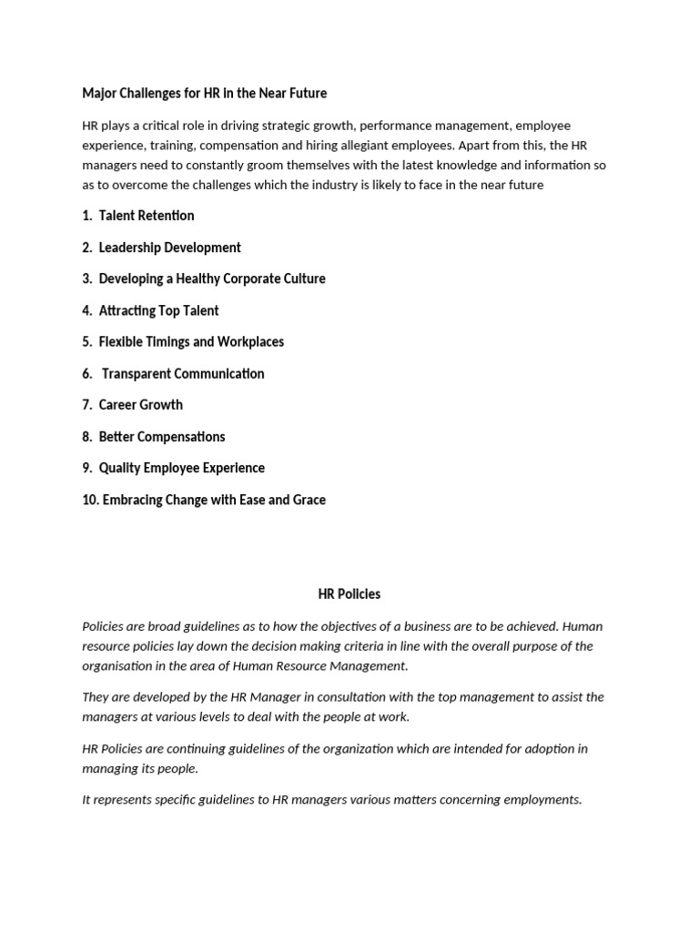 Future HR Challenges and Policies | PDF | Employment | Parental Leave
