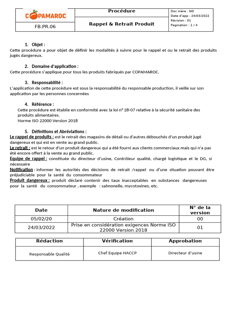Rappel et Retrait de Produits Dangereux | PDF