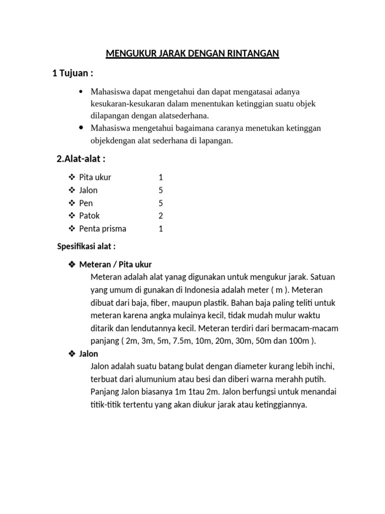 Mengukur Jarak dengan Rintangan Sederhana | PDF