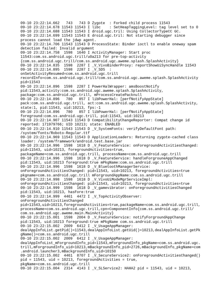 Android Process Log for com.ss.android.ugc.trill | PDF | Computer ...