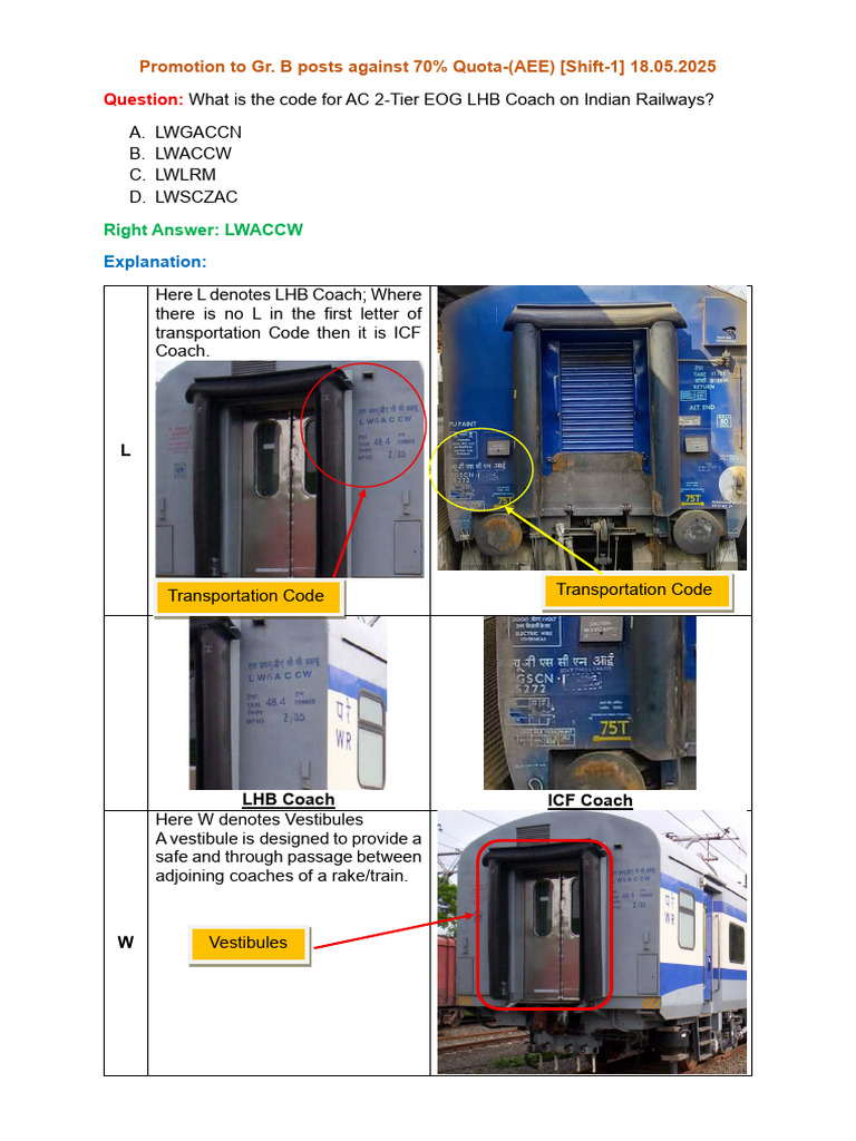 Indian Railways AC Coach Codes Explained | PDF | Vehicles | Land Transport