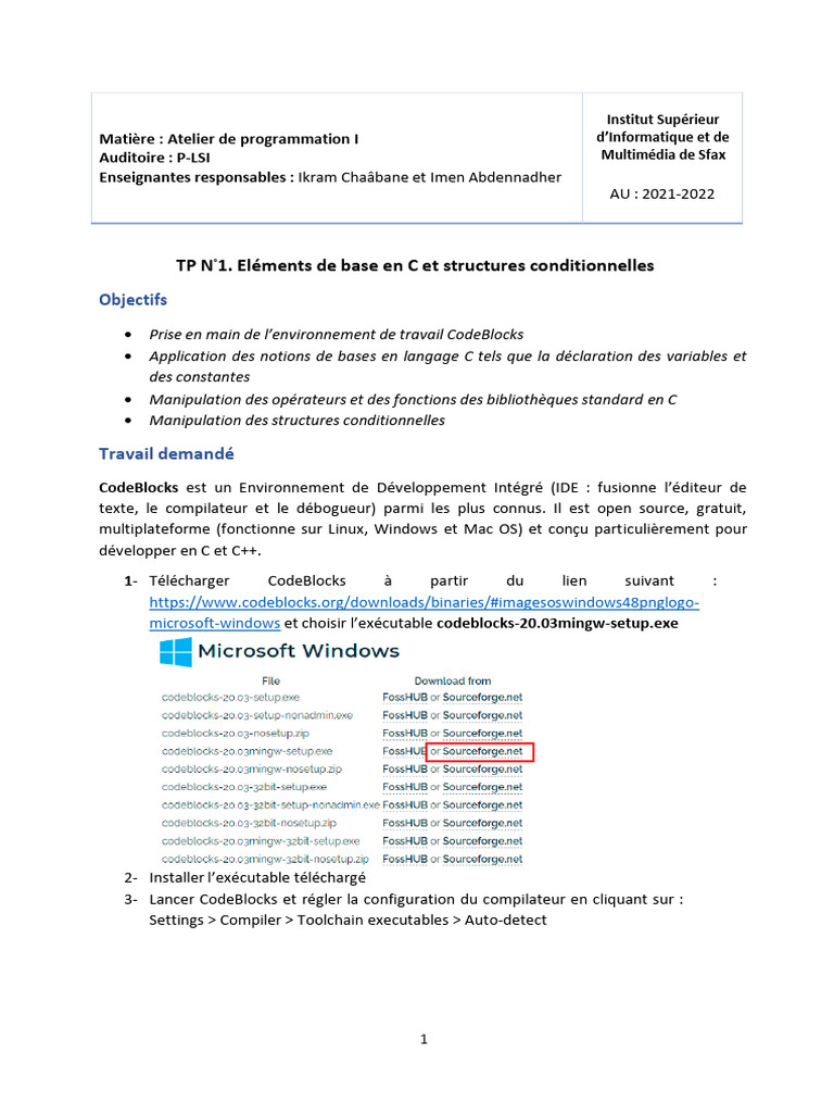 Atelier de programmation en C : TP et exercices | PDF | Environnement ...