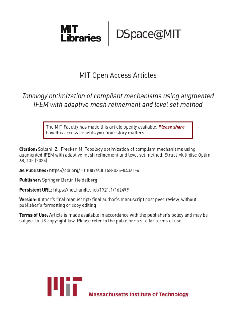 Topology Optimization for Compliant Mechanisms | PDF | Mathematical ...