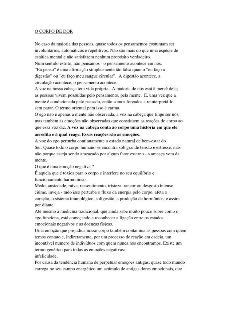 O Corpo de Dor | PDF | Emoções | Mente, image size:768x1024