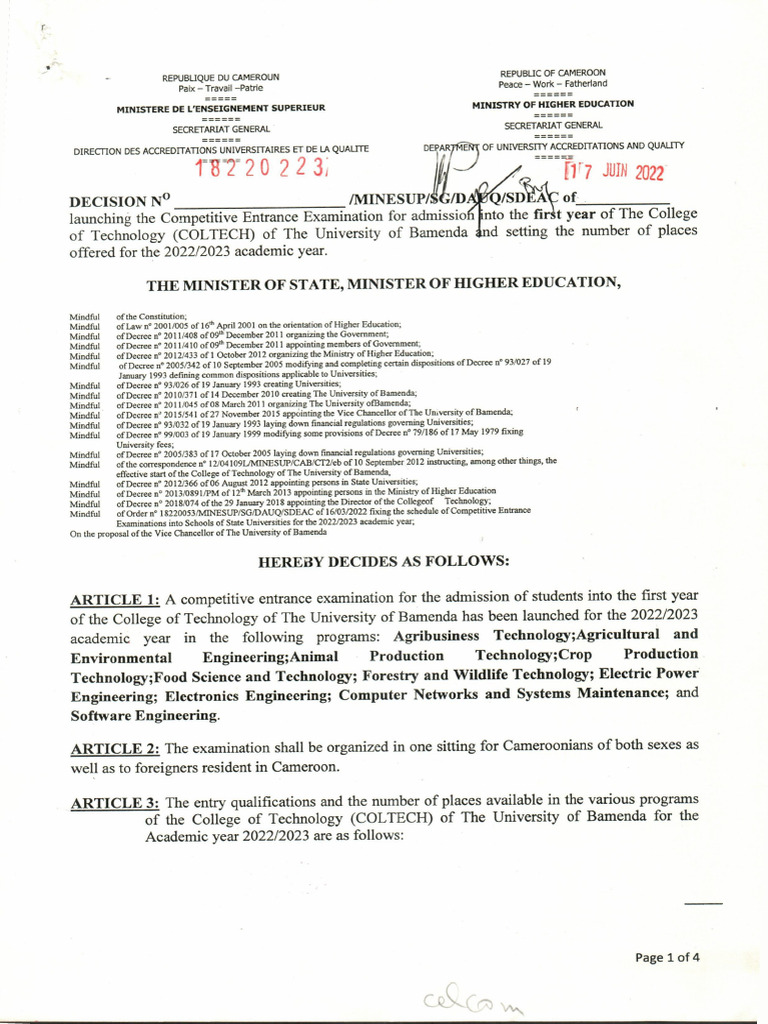 COLTECH 2022 1ere Annee en | PDF