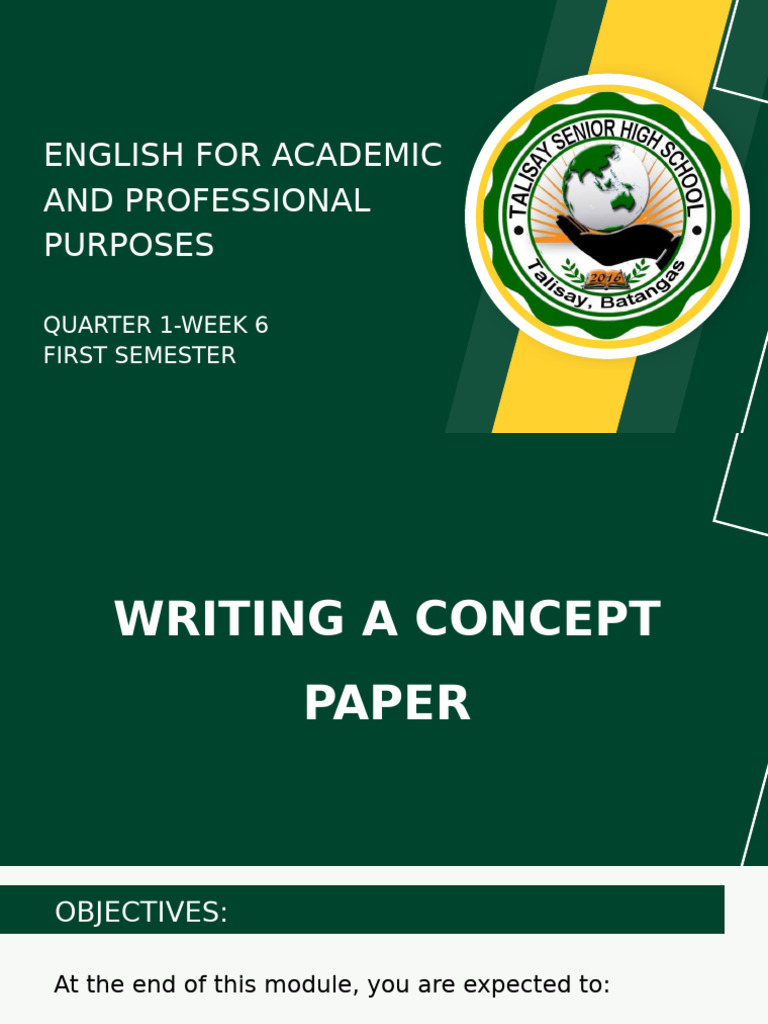Writing a Concept Paper: Week 6 Guide | PDF | Definition | Concept