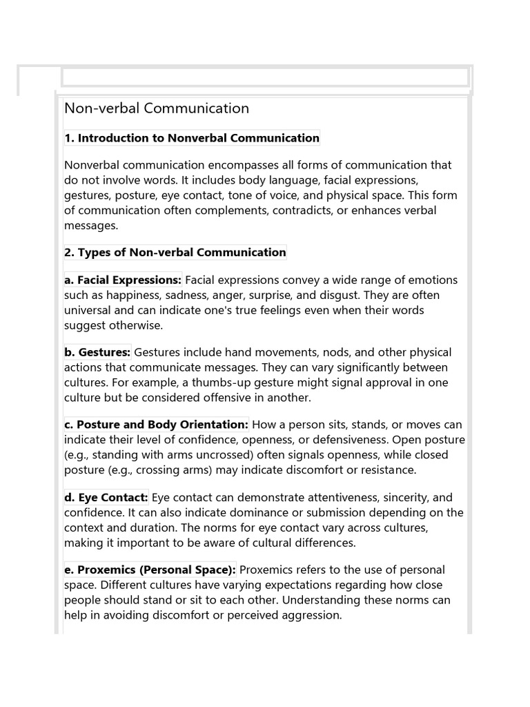Non Verbal Communication | PDF | Nonverbal Communication | Communication