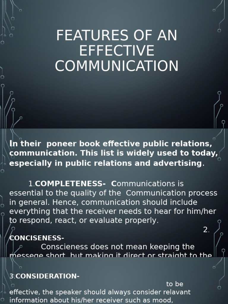 Key Features of Effective Communication | PDF