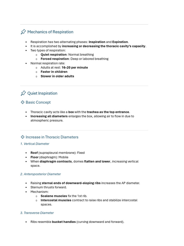 Mechanics of Human Respiration Explained | PDF | Lung | Respiratory System