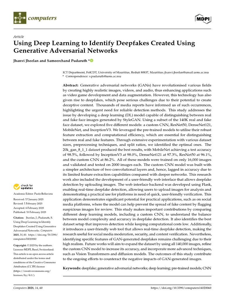 Deep Learning for Deepfake Detection | PDF | Deep Learning | Computing