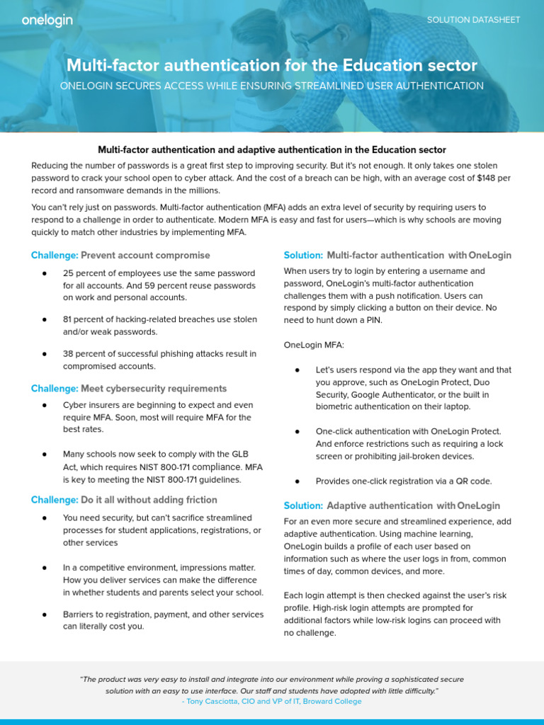 OneLogin Adaptive MFA for Education | PDF | Security | Computer Security