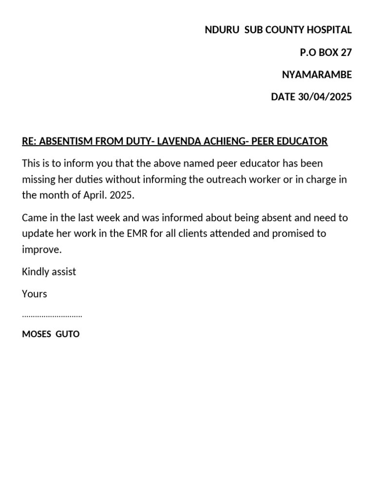 Nduru Sub County Hospital | PDF