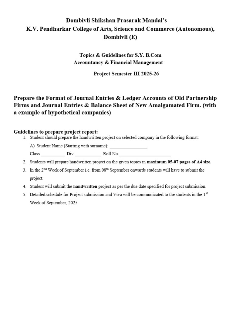 AFM-III Project Topic & Guidelines | PDF