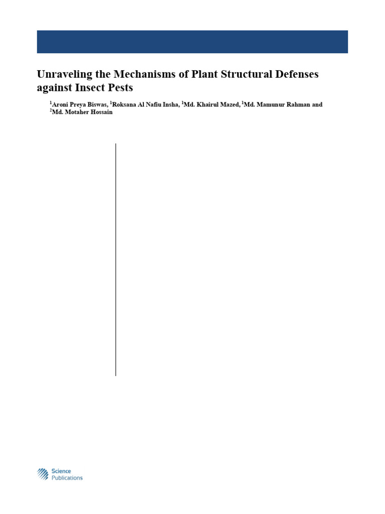 Plant Defenses Against Insect Pests | PDF | Herbivore | Plant Hormone