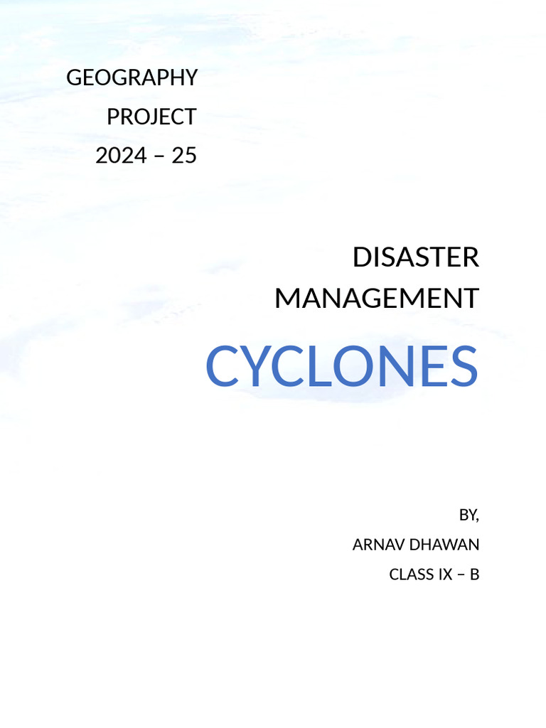 Cyclone Disaster Management Project 2024 | PDF