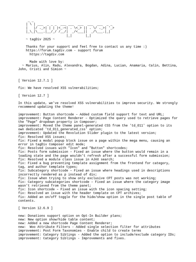 Update Log | PDF | Word Press | Html Element