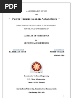 Download Minor Project Report on Power Transmission in Automobiles by Mohitt Thakur SN91732397 doc pdf