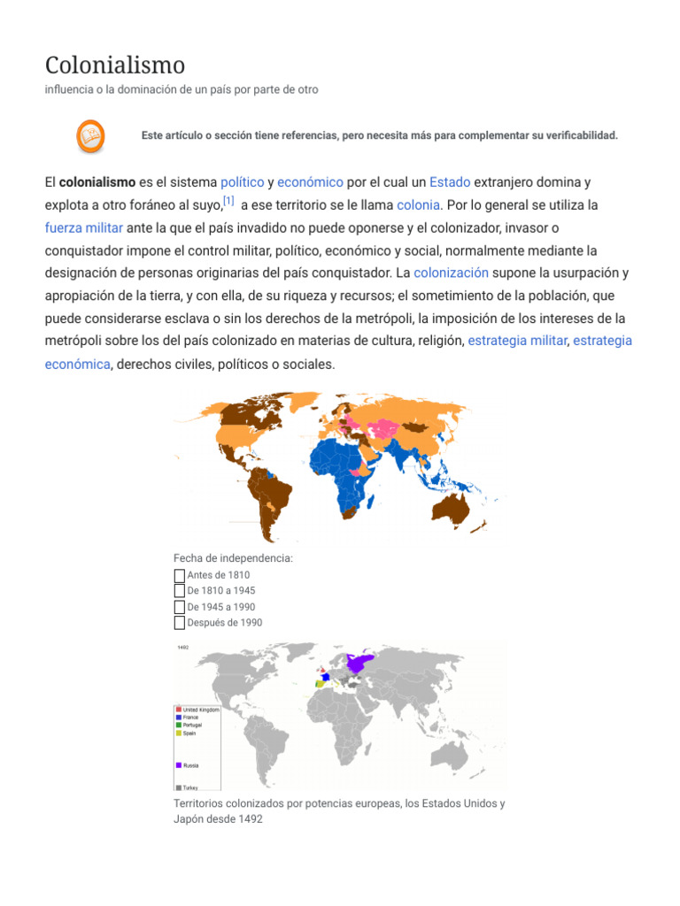 Historia y características del colonialismo | PDF | Colonialismo ...