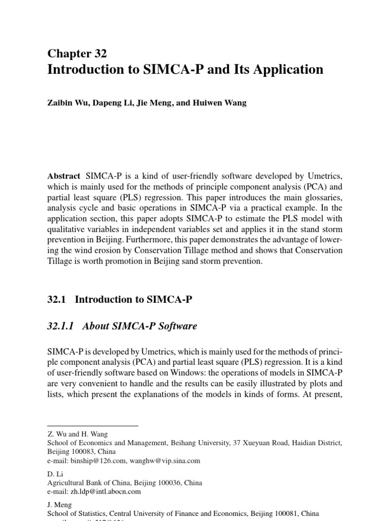 PLS Introduction To SIMCA-P and Its Application | PDF | Principal ...