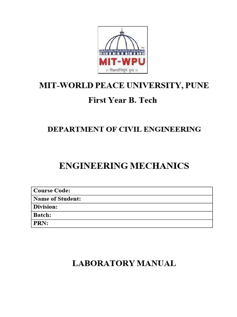 Engineering Mechanics Lab Manual | PDF | Friction | Force