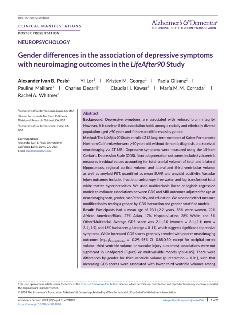 Gender Differences in Depression and Brain Health | PDF | Neuroimaging ...