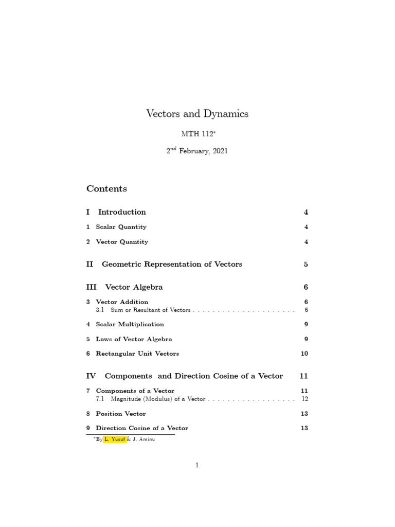 Original Vector Lecture Note | PDF | Euclidean Vector | Momentum