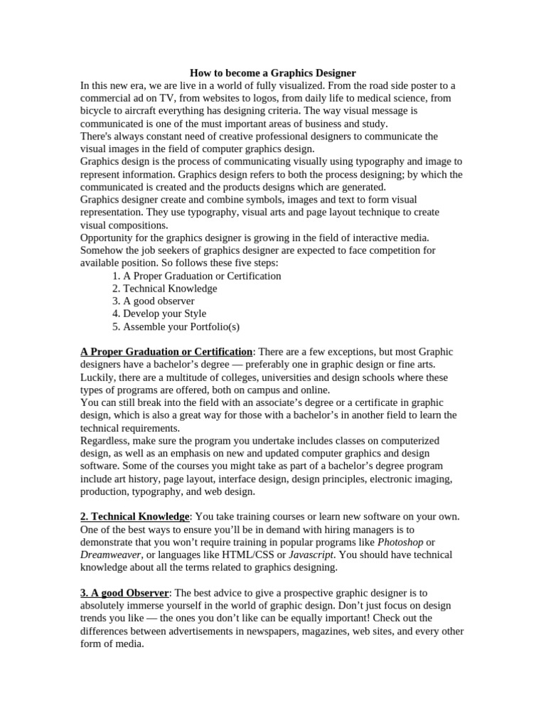 Steps to Become a Graphic Designer | PDF | Graphic Design | Graphics