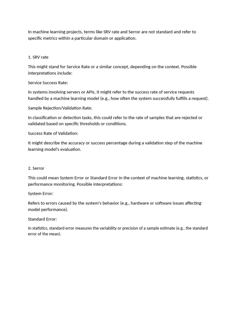Understanding SRV and Serror Rates in ML | PDF | Transmission Control ...