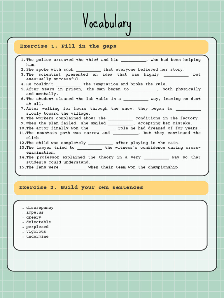 Vocabulary Gap-Filling Exercises | PDF