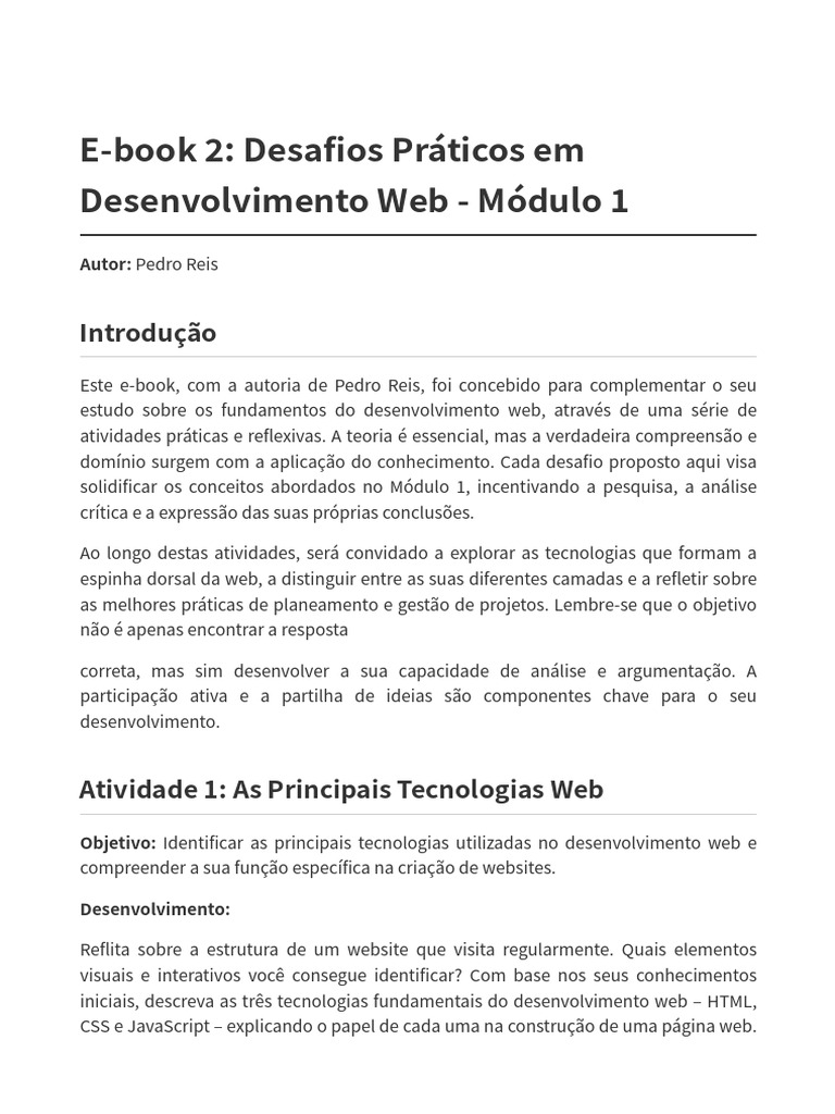 Desafios Práticos em Desenvolvimento Web | PDF | Rede mundial de ...