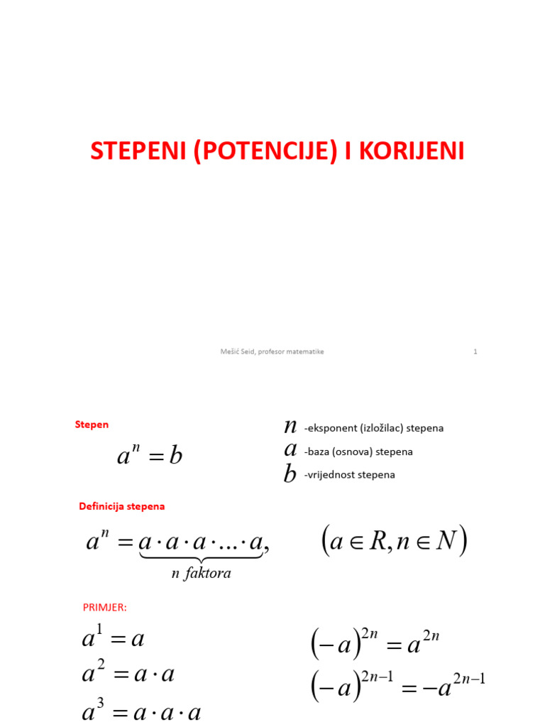 Stepeni I Korijeni | PDF
