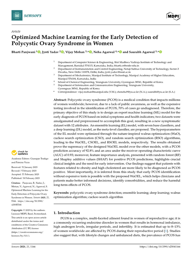 Early Detection of PCOS Using Machine Learning | PDF | Polycystic Ovary ...
