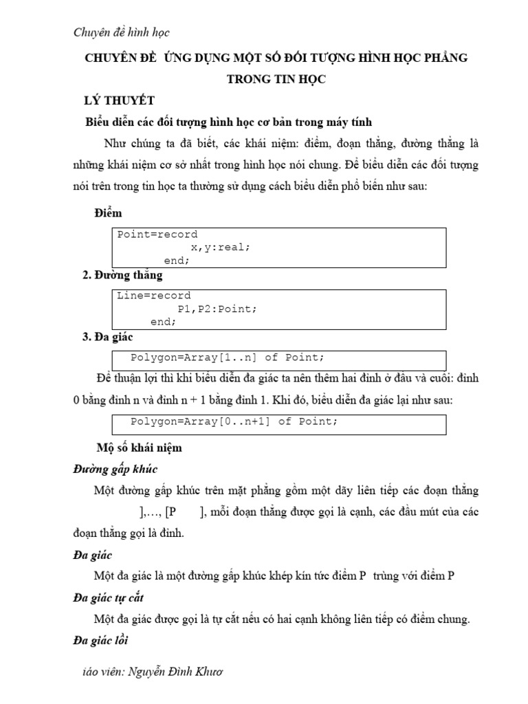 Chuyen de Hinh Hoc Phan 1 | PDF
