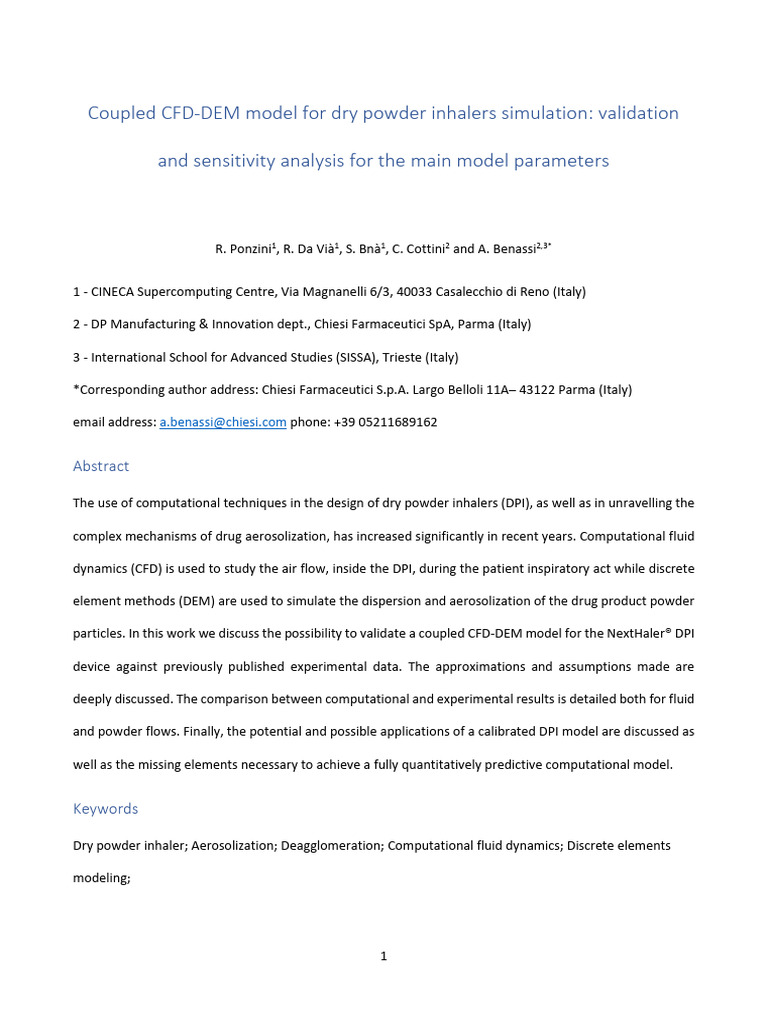 CFD-DEM Model for DPI Simulation Validation | PDF | Computational Fluid ...