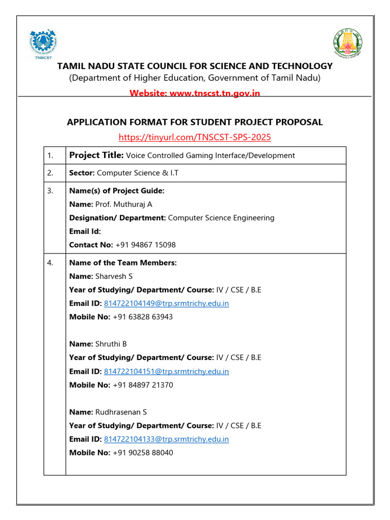 Student Project Proposal Format CSE | PDF