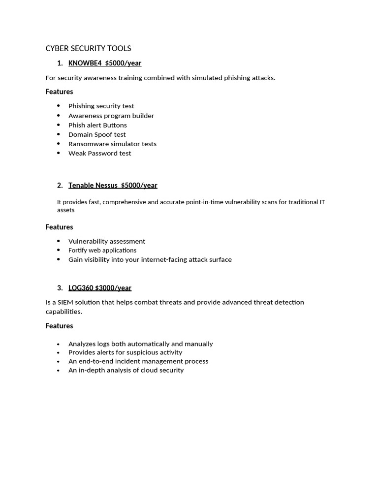 Top Cyber Security Tools Overview | PDF