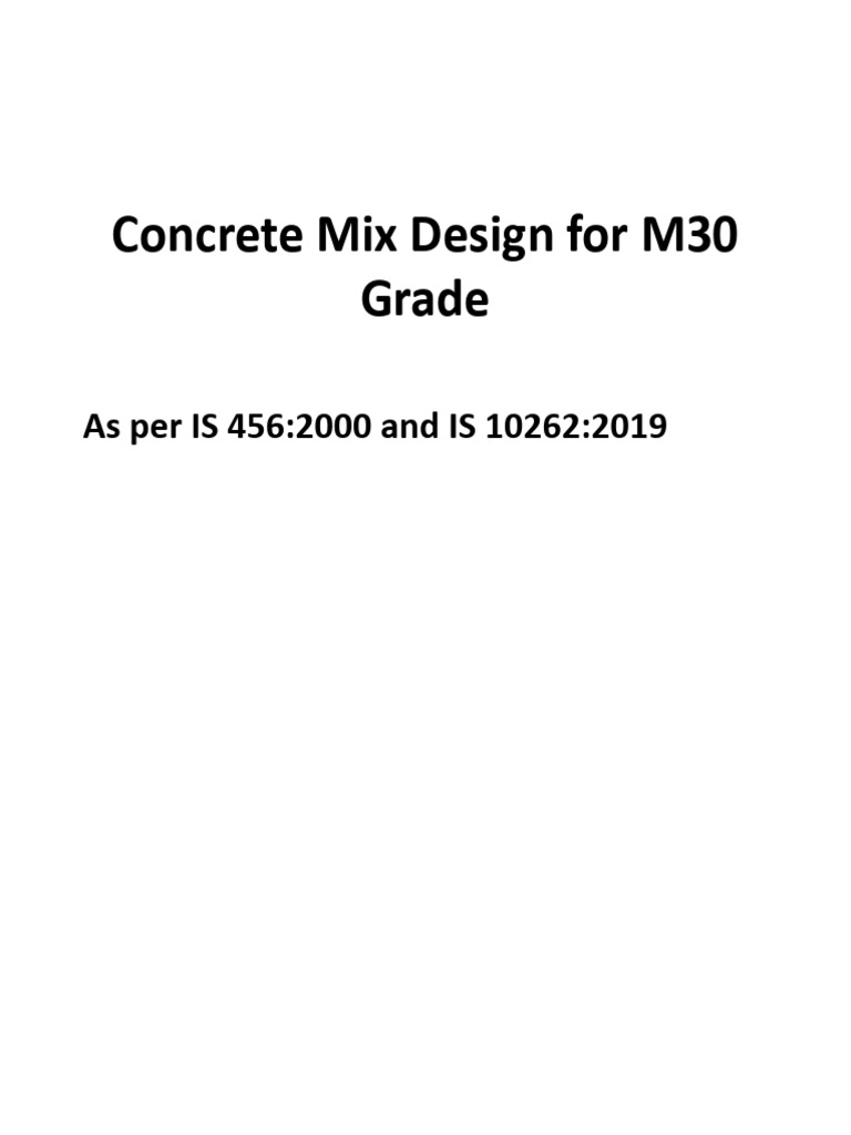 M30 Concrete Mix Design Procedure | PDF