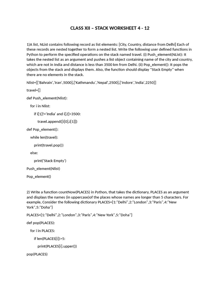 Python Stack Operations and Functions | PDF | String (Computer Science ...
