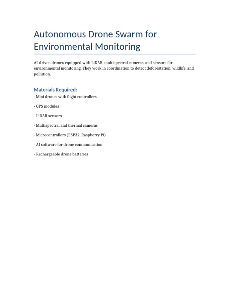 Autonomous Drone Swarm For Environmental Monitoring | PDF