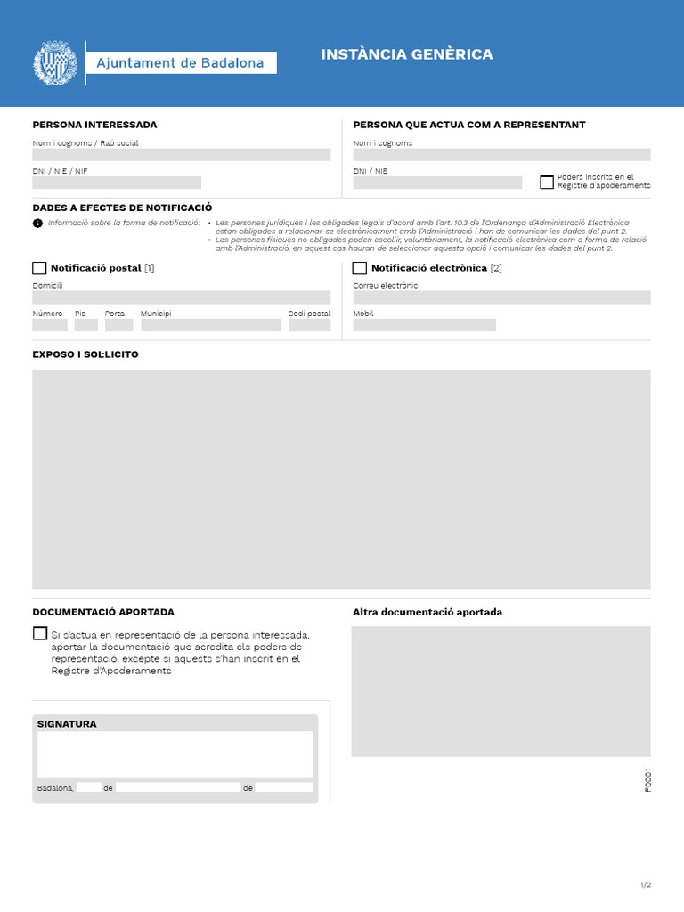 Formulari (F0001) | PDF