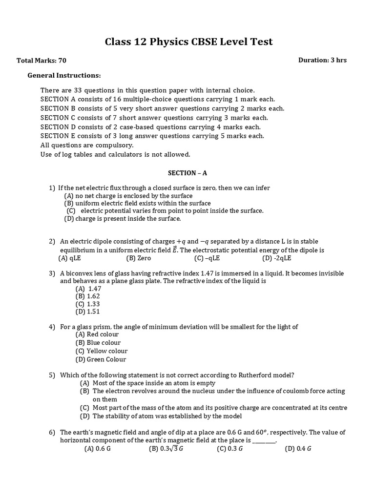 Ahaguru CBSE Physics Paper | PDF | Physics | Physical Quantities