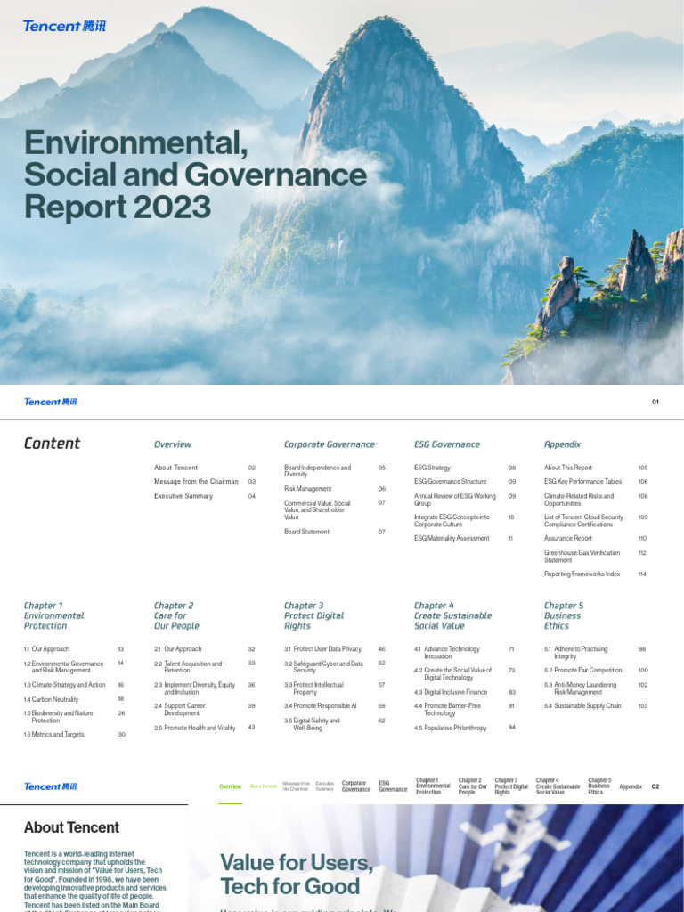 Tencent ESG Report 2023 Overview | PDF | Corporate Governance ...