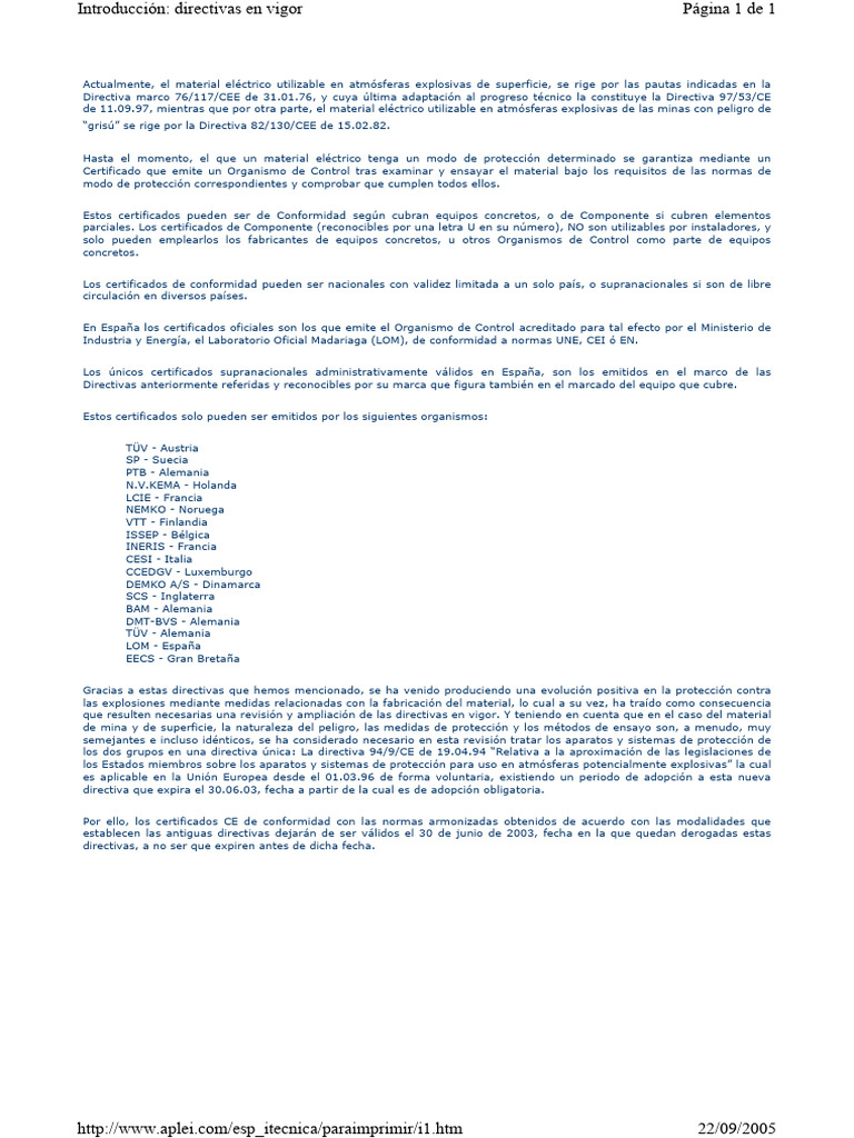 Directivas sobre Material Eléctrico ATEX | PDF | Polvo | Estandarización