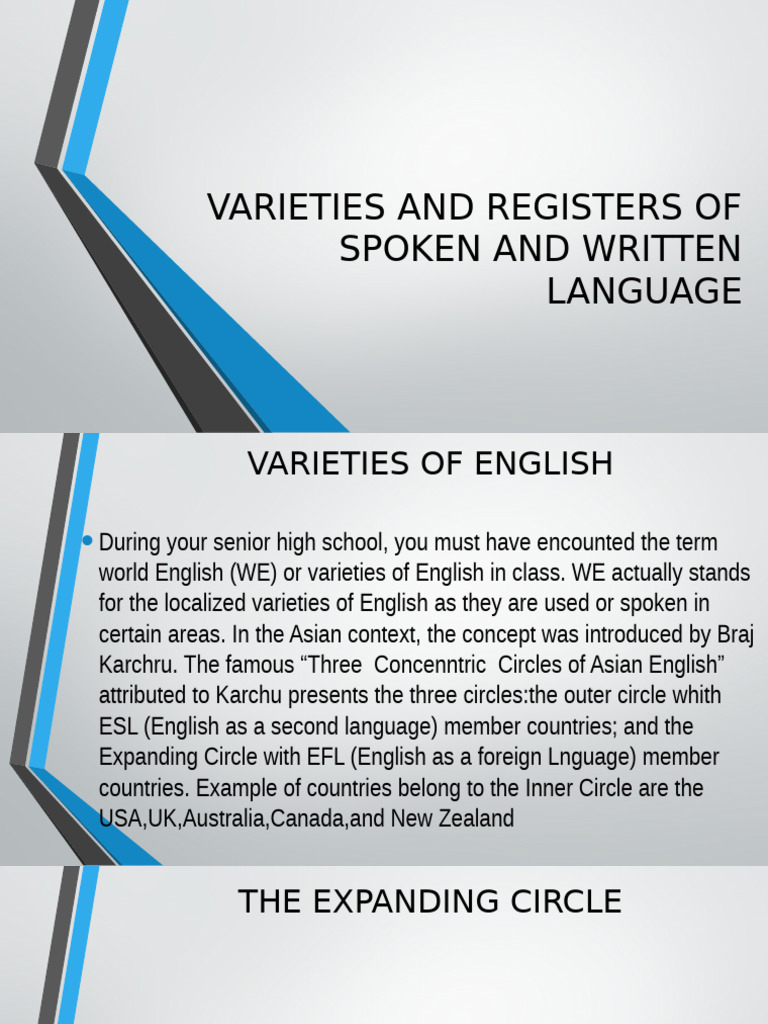 Varieties and Registers of Spoken and Written Language | PDF | English ...