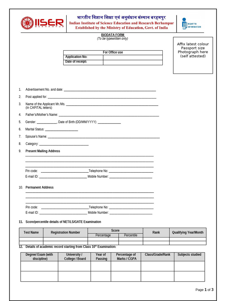 IISERBPR BIO ICMR 250825 085 PRS-IBiodata For Project Research ...