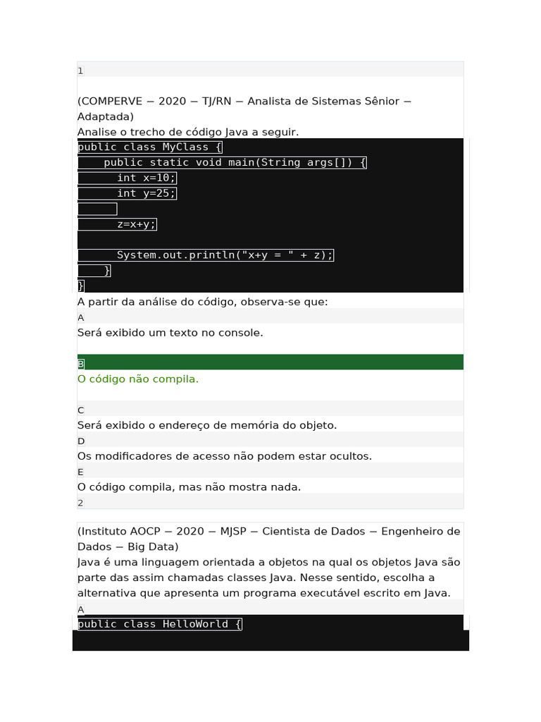 Análise de Código Java e Estruturas de Dados | PDF | Classe ...