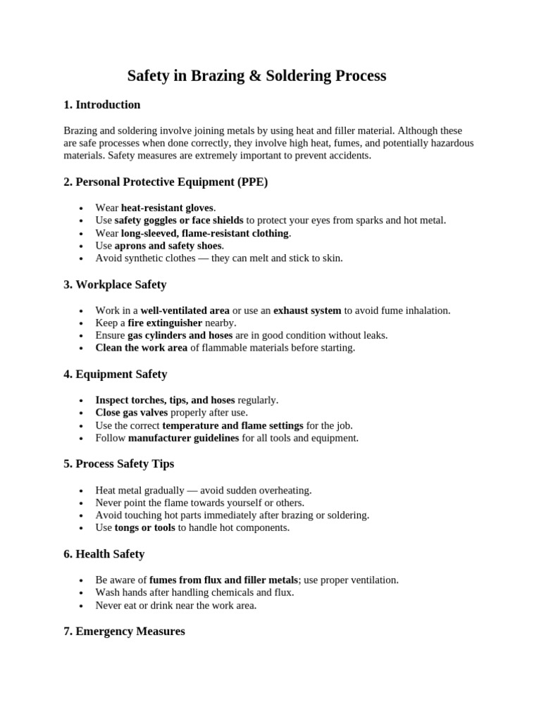Essential Safety for Brazing & Soldering | PDF