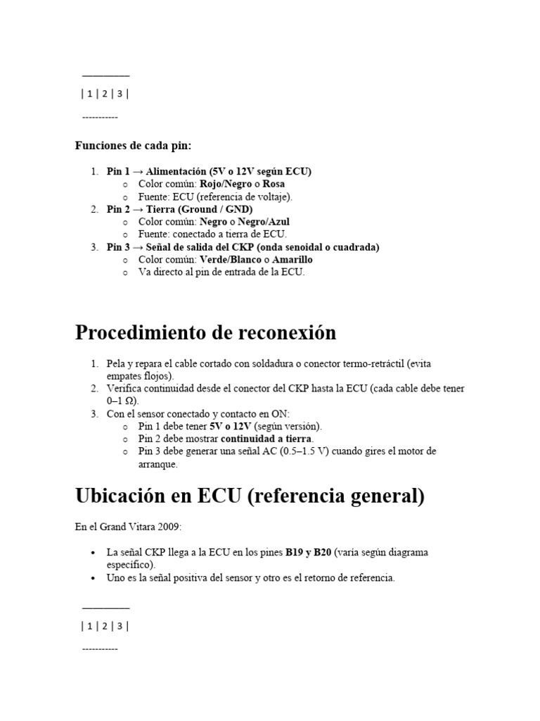 Conexión CKP a ECU: Guía Práctica | PDF